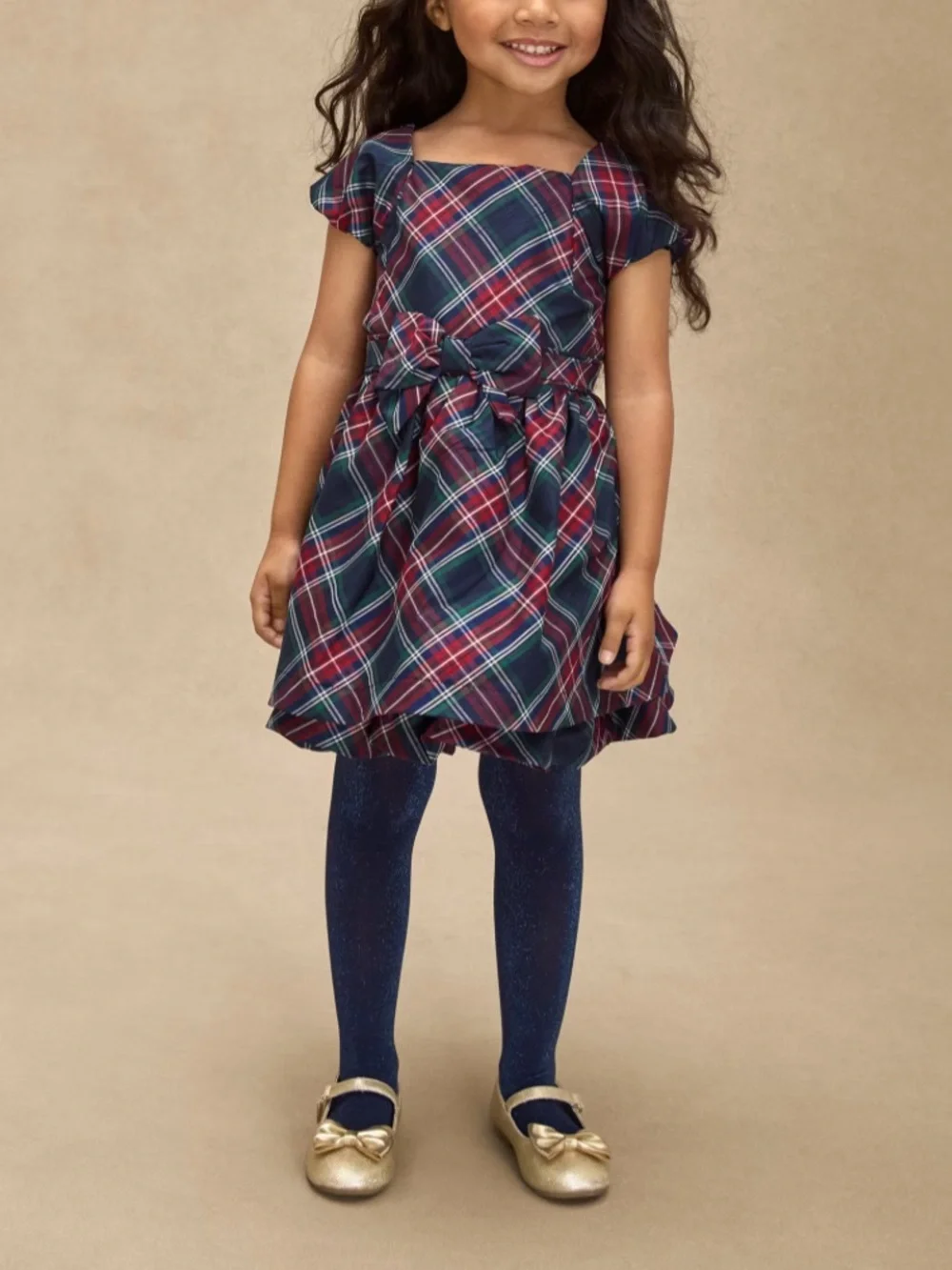 Gymboree Girls Plaid Bow Ruffle Dress - Royal Christmas Size 6